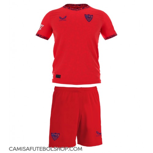 Camisa de time de futebol Sevilla Replicas 2º Equipamento Infantil 2024-25 Manga Curta (+ Calças curtas)